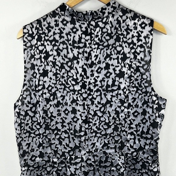 Brooks Brothers Gray Black Sleeveless Burnout Shift Dress 16 Mock Neck - Picture 11 of 16